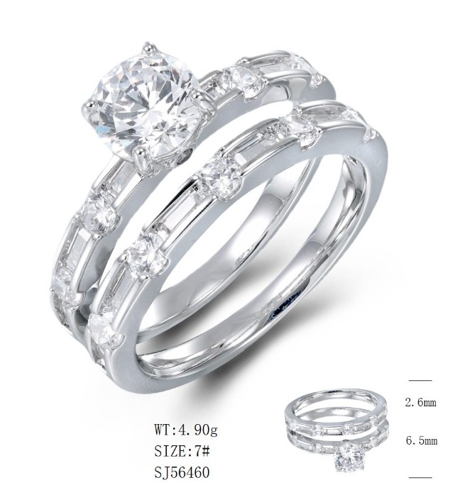 SJ56460, Ladies' Moissanite Ring, S925, Rhodium Plated, White, 4.78g