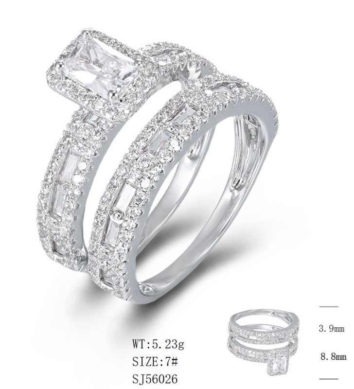 SJ56026, Ladies' Moissanite Ring, S925, Rhodium Plated, White, 5.77g