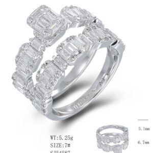 SJ54587, Ladies' Moissanite Ring, S925, Rhodium Plated, White, 5.18g