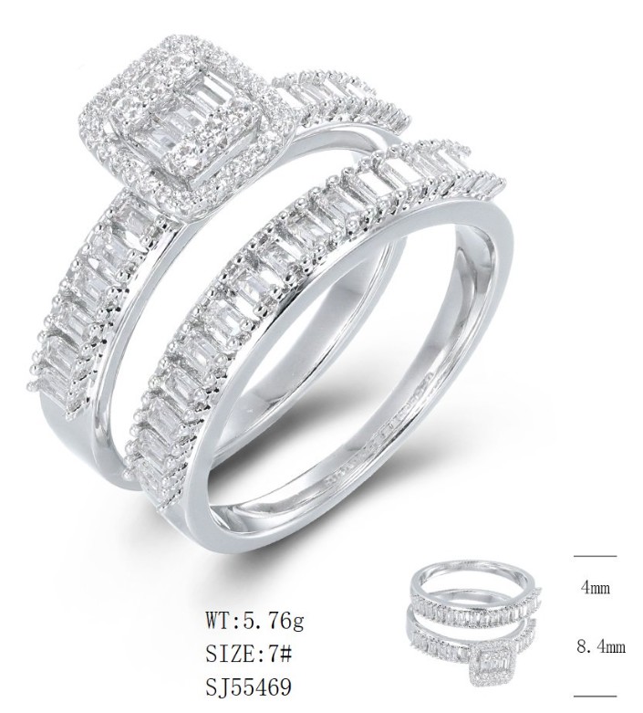 SJ55469, Ladies' Moissanite Ring, S925, Rhodium Plated, White, 5.71g
