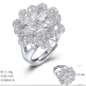 SJ56845, Ladies' Moissanite Ring, S925, Rhodium Plated, White, 7.73g