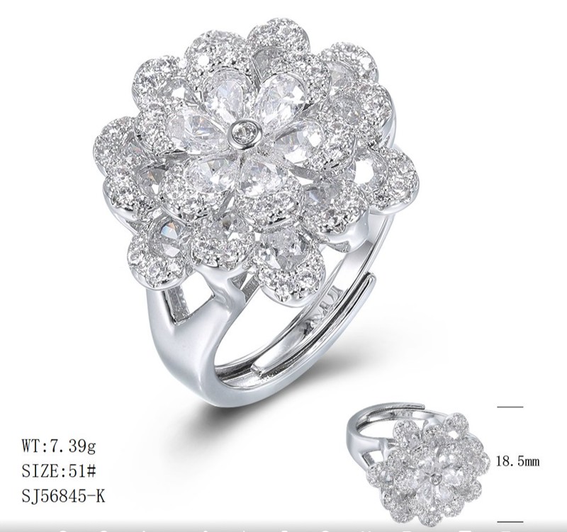 SJ56845, Ladies' Moissanite Ring, S925, Rhodium Plated, White, 7.73g