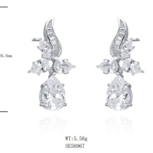 SE56967, Ladies' Moissanite Ring, S925, Rhodium Plated, White, 5.68g