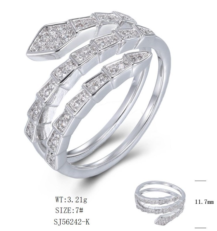 SJ56242, Ladies' Moissanite Ring, S925, Rhodium Plated, White, 3.22g