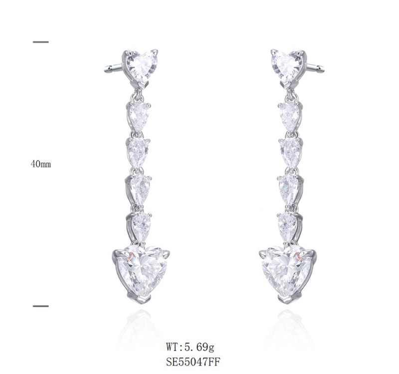 SE55047, Ladies' Moissanite Ring, S925, Rhodium Plated, White, 5.15g
