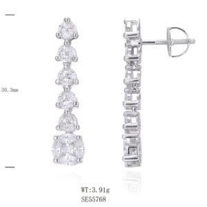 SE55768, Ladies' Moissanite Ring, S925, Rhodium Plated, White, 4.13g