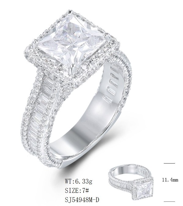 SJ54948, Ladies' Moissanite Ring, S925, Rhodium Plated, White, 6.93g