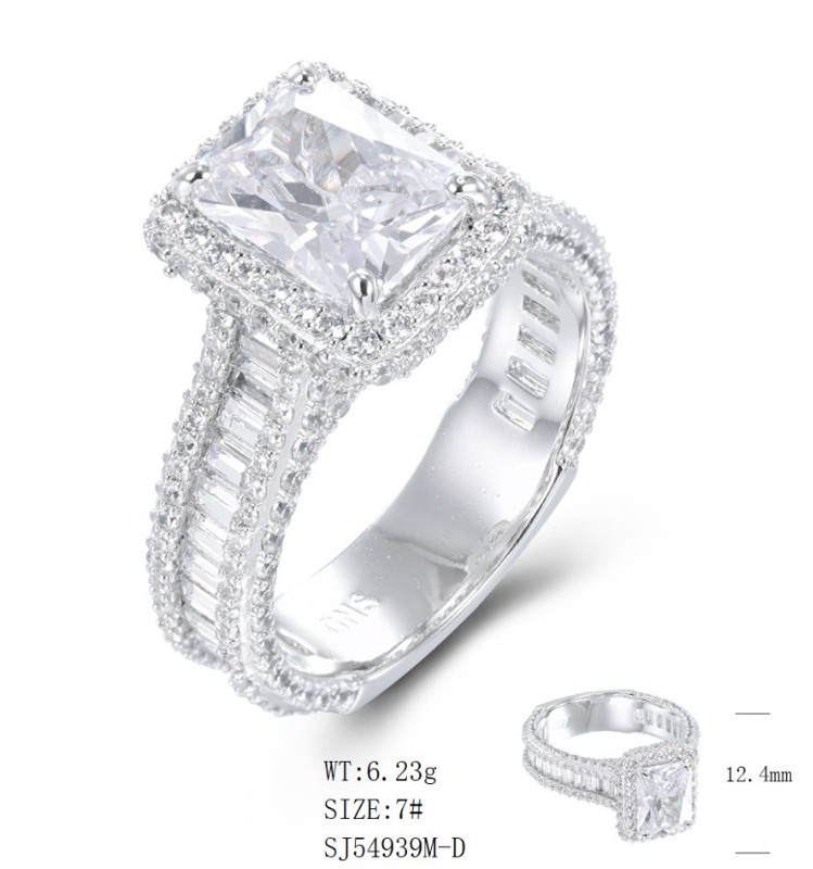 SJ54939, Ladies' Moissanite Ring, S925, Rhodium Plated, White, 6.6g