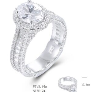 SJ54944, Ladies' Moissanite Ring, S925, Rhodium Plated, White, 6.31g