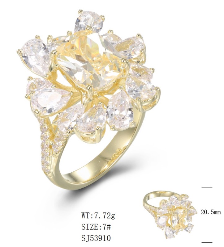 SJ53910, Ladies' Moissanite Ring, S925, Rhodium Plated, White, 7.79g