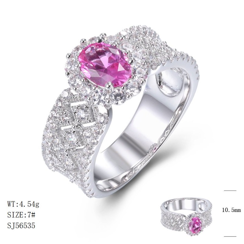 SJ56535, Ladies' Moissanite Ring, S925, Rhodium Plated, White, 5.18g