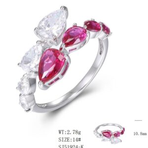 SJ51924, Ladies' Moissanite Ring, S925, Rhodium Plated, White, 2.99g