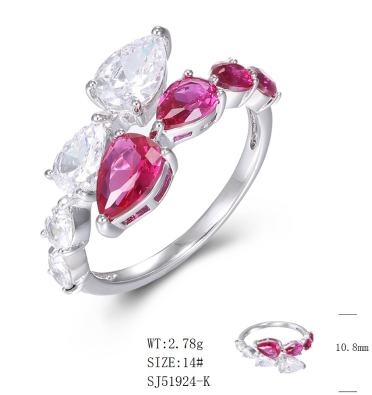 SJ51924, Ladies' Moissanite Ring, S925, Rhodium Plated, White, 2.99g