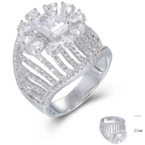 SJ55731, Ladies' Moissanite Ring, S925, Rhodium Plated, White, 8.98g