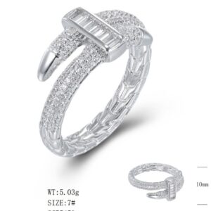 SJ55459, Ladies' Moissanite Ring, S925, Rhodium Plated, White, 4.74g