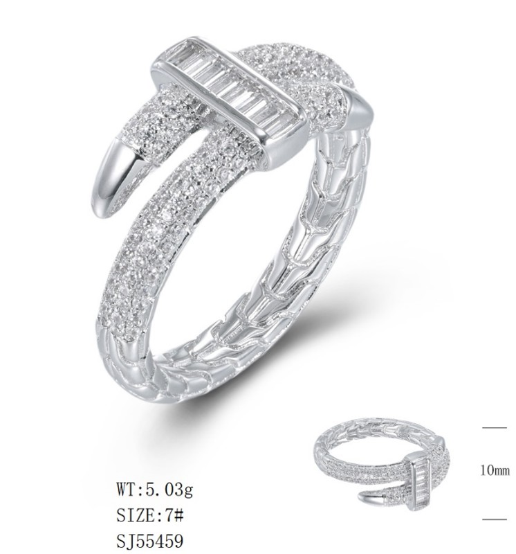 SJ55459, Ladies' Moissanite Ring, S925, Rhodium Plated, White, 4.74g