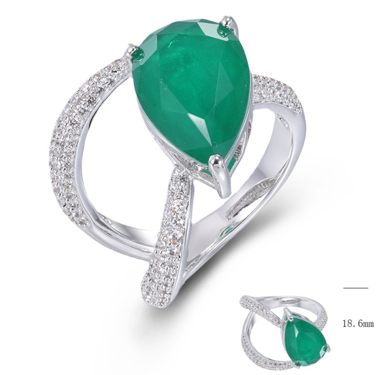 SJ56137, Ladies' Moissanite Ring, S925, Rhodium Plated, White, 5.18g