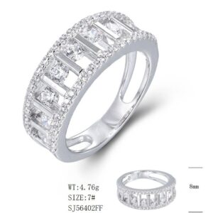 SJ56402, Ladies' Moissanite Ring, S925, Rhodium Plated, White, 4.89g
