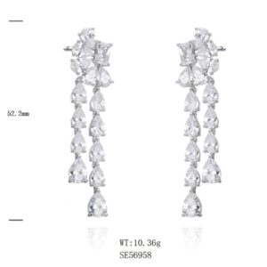 SE56958, Ladies' Moissanite Ring, S925, Rhodium Plated, White, 10.85g