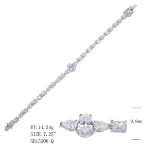 SB15608, Ladies' Moissanite Ring, S925, Rhodium Plated, White, 13.19g