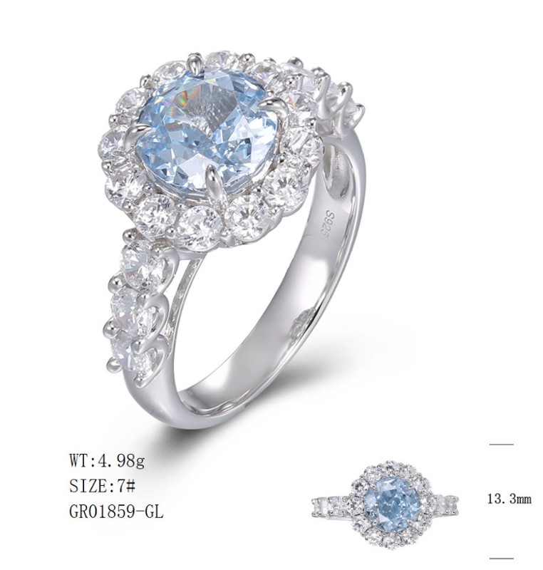 GR01859, Ladies' Moissanite Ring, S925, Rhodium Plated, White, 4.72g