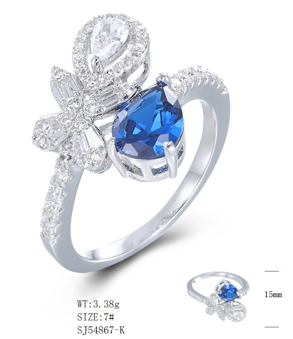 SJ54867, Ladies' Moissanite Ring, S925, Rhodium Plated, White, 3.23g