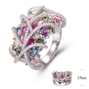 SJ35064, Ladies' Moissanite Ring, S925, Rhodium Plated, White, 9.46g