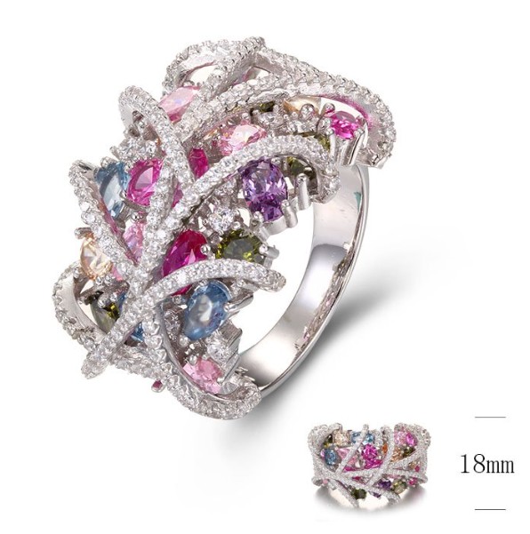 SJ35064, Ladies' Moissanite Ring, S925, Rhodium Plated, White, 9.46g