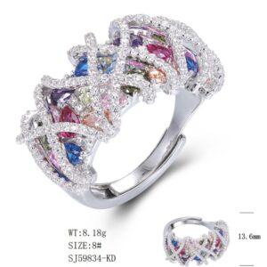 SJ59834, Ladies' Moissanite Ring, S925, Rhodium Plated, White, 8.1g