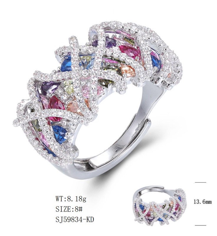 SJ59834, Ladies' Moissanite Ring, S925, Rhodium Plated, White, 8.1g