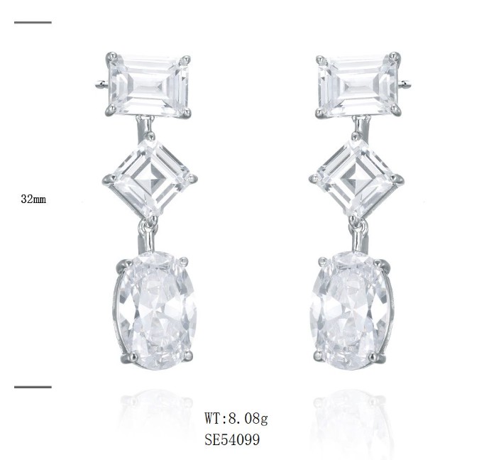 SE54099, Ladies' Moissanite Ring, S925, Rhodium Plated, White, 6.58g