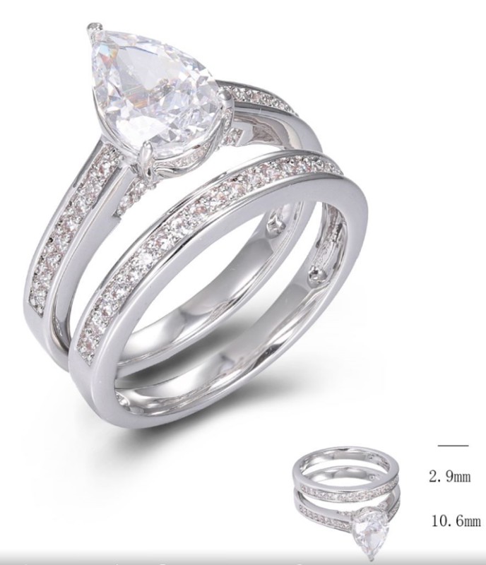 SJ49955, Ladies' Moissanite Ring, S925, Rhodium Plated, White, 4.89g