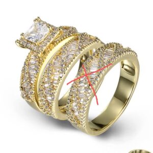 SJ42164-双戒, Ladies' Moissanite Ring, S925, Rhodium Plated, White, 7.46g