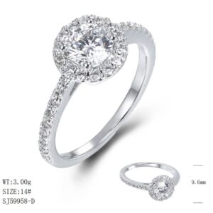 SJ59958, Ladies' Moissanite Ring, S925, Rhodium Plated, White, 3.02g