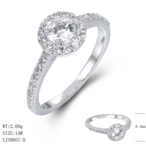 SJ59957, Ladies' Moissanite Ring, S925, Rhodium Plated, White, 2.9g