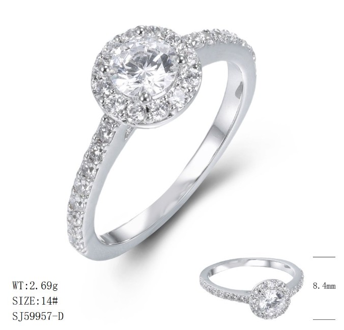 SJ59957, Ladies' Moissanite Ring, S925, Rhodium Plated, White, 2.9g