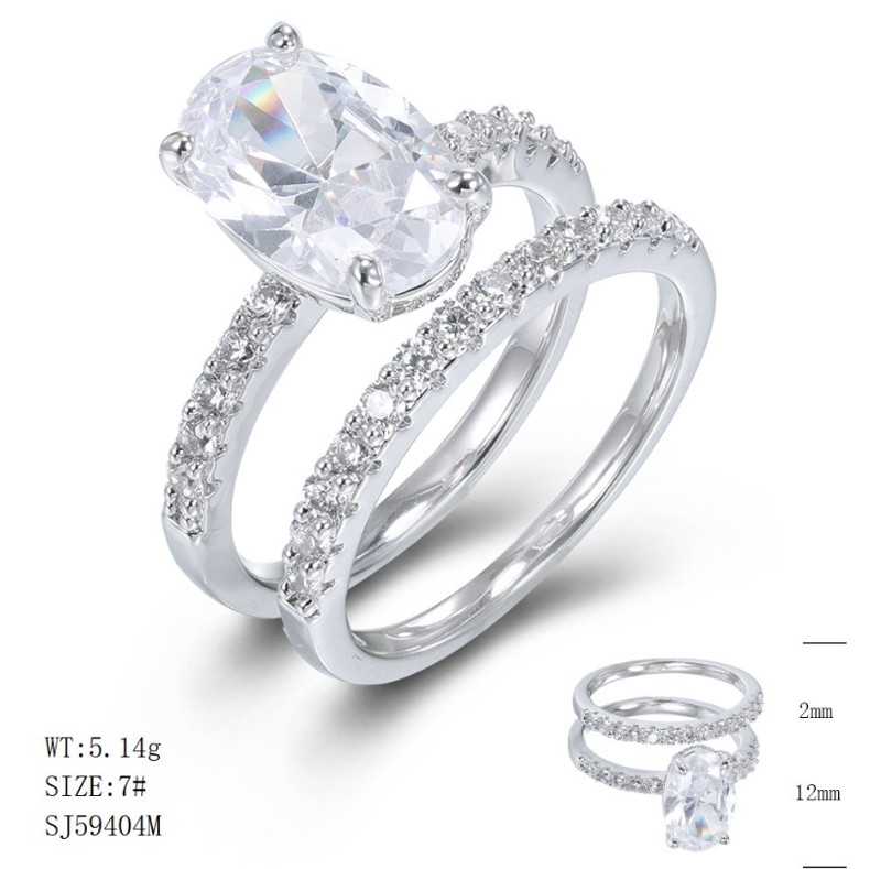 SJ59404, Ladies' Moissanite Ring, S925, Rhodium Plated, White, 4.66g