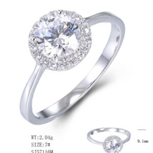 SJ57116, Ladies' Moissanite Ring, S925, Rhodium Plated, White, 2.18g