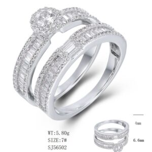 SJ56502, Ladies' Moissanite Ring, S925, Rhodium Plated, White, 5.71g