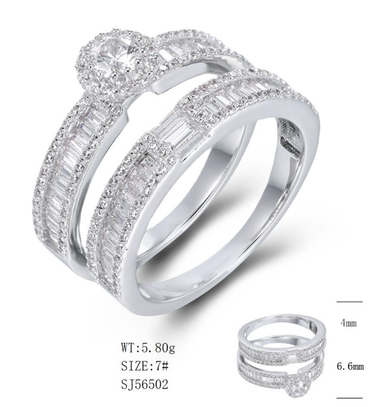 SJ56502, Ladies' Moissanite Ring, S925, Rhodium Plated, White, 5.71g