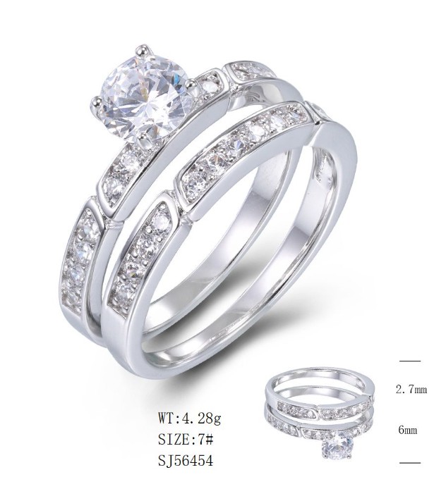 SJ56464, Ladies' Moissanite Ring, S925, Rhodium Plated, White, 5.09g