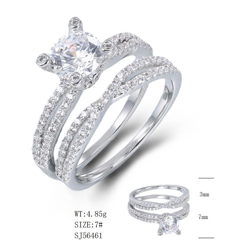 SJ56461, Ladies' Moissanite Ring, S925, Rhodium Plated, White, 4.97g