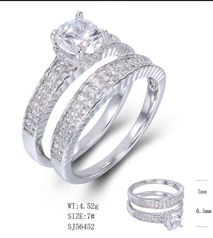 SJ56452, Ladies' Moissanite Ring, S925, Rhodium Plated, White, 4.67g