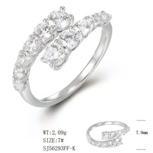 SJ56293, Ladies' Moissanite Ring, S925, Rhodium Plated, White, 2.02g
