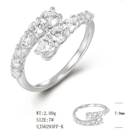 SJ56293, Ladies' Moissanite Ring, S925, Rhodium Plated, White, 2.02g