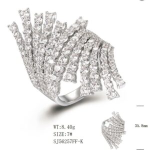 SJ56257, Ladies' Moissanite Ring, S925, Rhodium Plated, White, 8.29g
