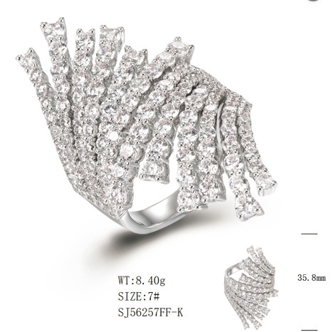 SJ56257, Ladies' Moissanite Ring, S925, Rhodium Plated, White, 8.29g
