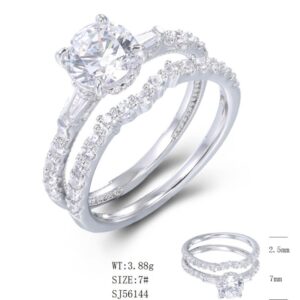 SJ56144, Ladies' Moissanite Ring, S925, Rhodium Plated, White, 4.16g