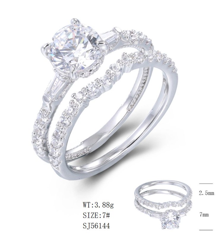SJ56144, Ladies' Moissanite Ring, S925, Rhodium Plated, White, 4.16g