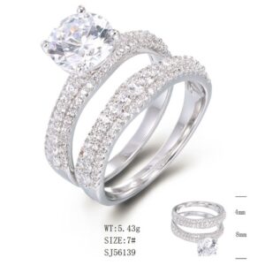 SJ56139, Ladies' Moissanite Ring, S925, Rhodium Plated, White, 5.89g